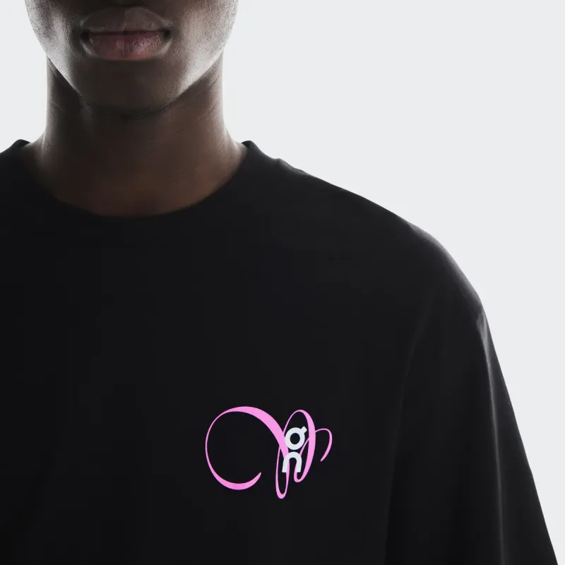 On T Shirt Men's Black/Raspberry Red-4