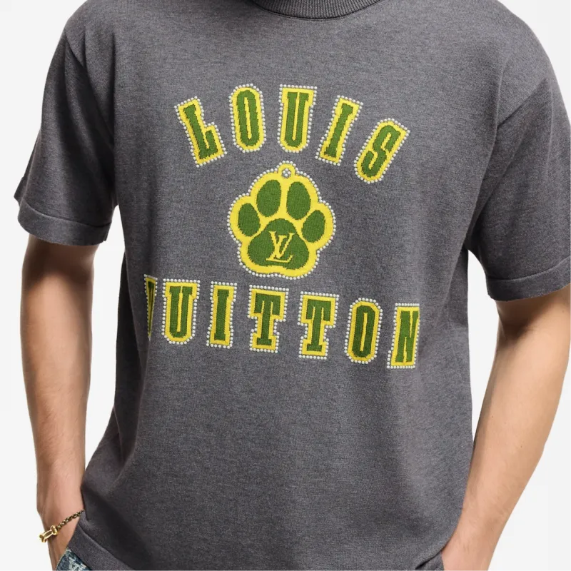 LOUIS VUITTON Embellished Short Sleeved Cotton Crewneck-7