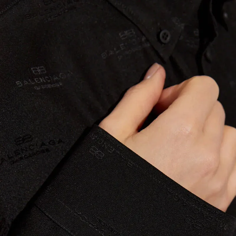 Balenciaga Allover Logo Oversized Shirt-4