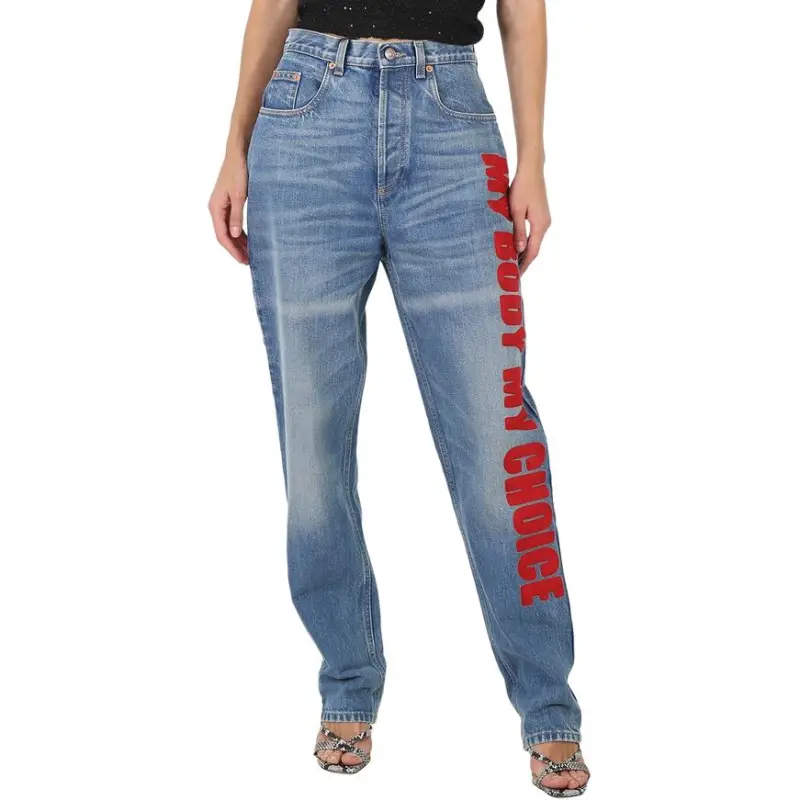GUCCI Graphic Applique Jeans Blue/Red-2