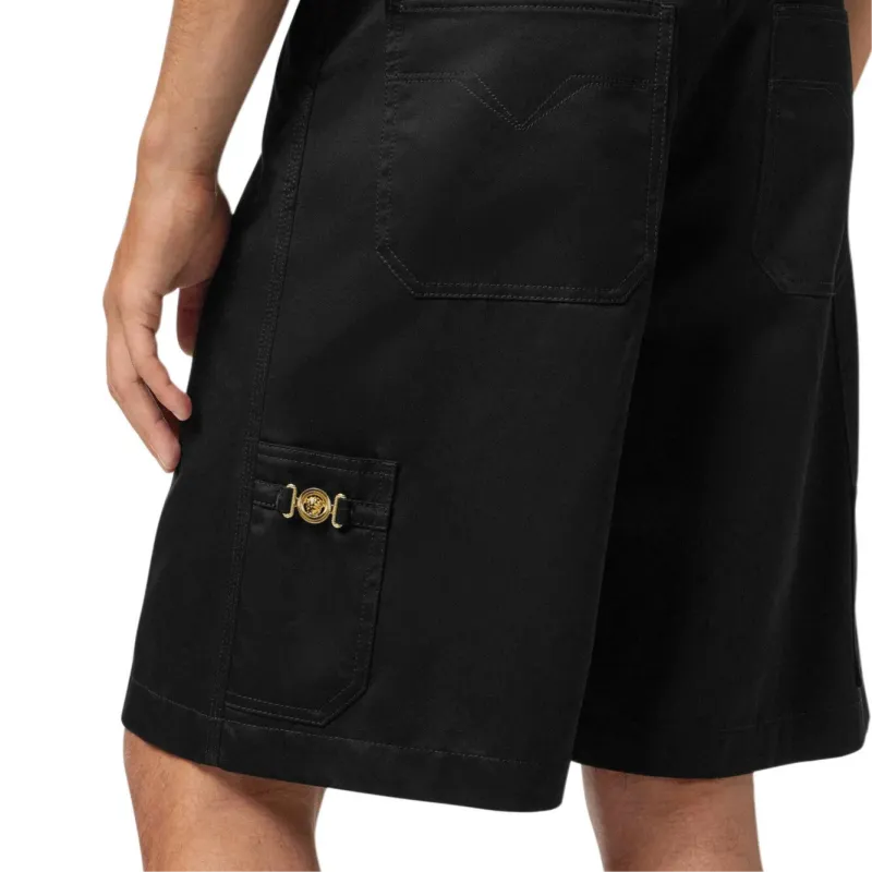 VERSACE Logo Patch Knee Length Shorts-4