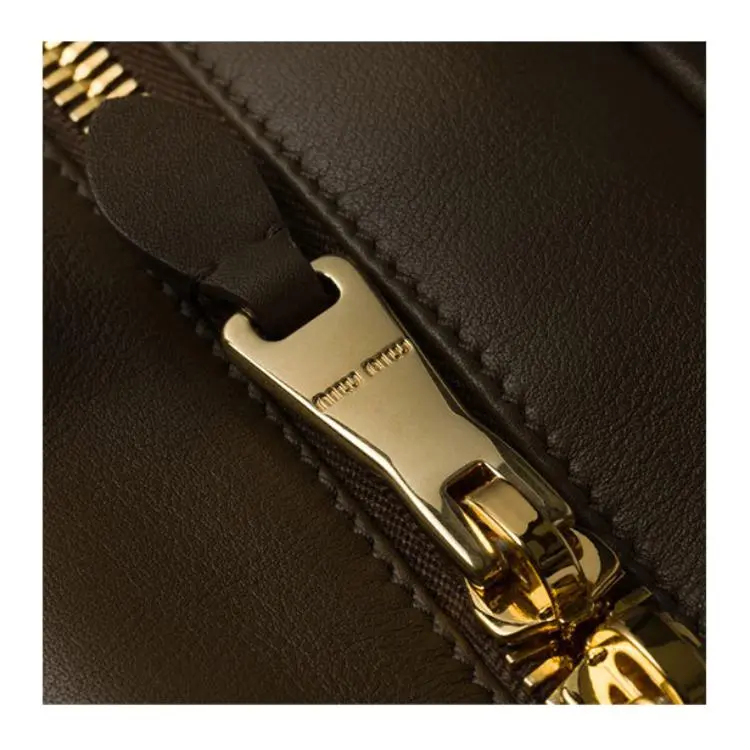 MIU MIU Beau Calfskin Bowling Bag, Shoulder Bag, Handbag Large Size Women's Tundra Green-4