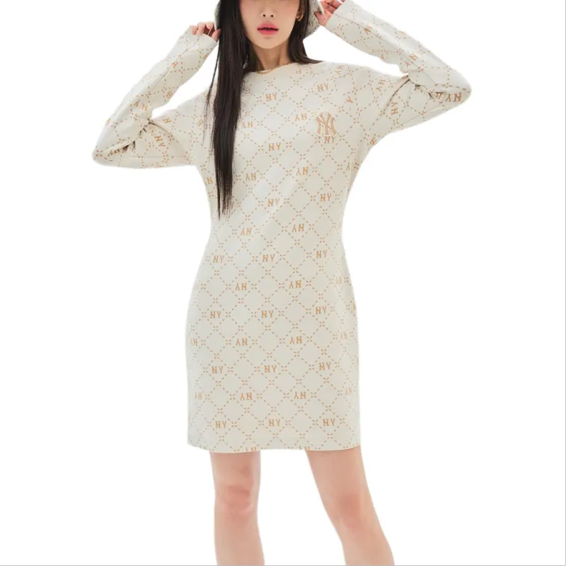 MLB Long Sleeved Dresses Women's Ecru-2