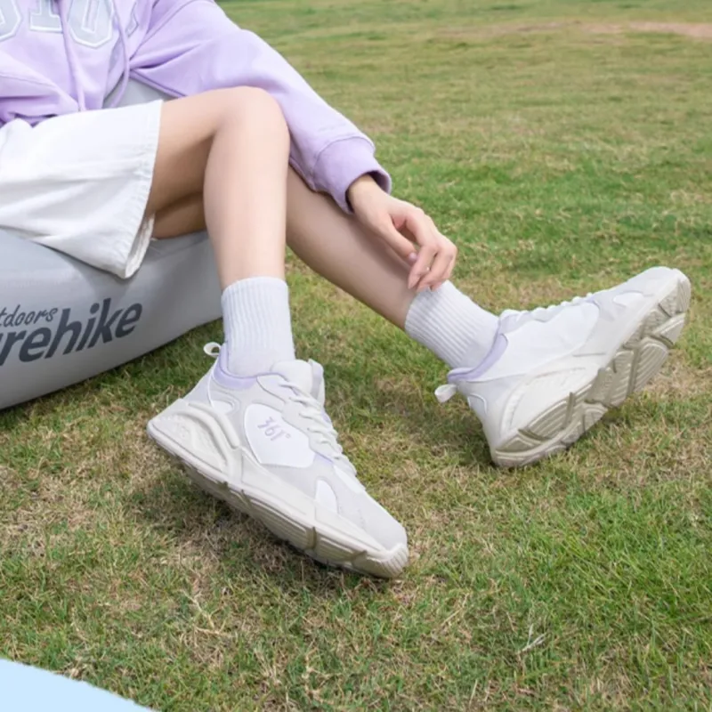 361° Anti Slip Wear Resistant Low Top Casual Running Shoes Women's White Gray Purple-1