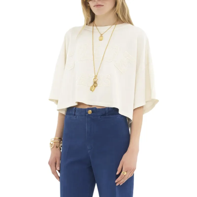 Chloé Logo Detailed Oversized Cropped T Shirt-2