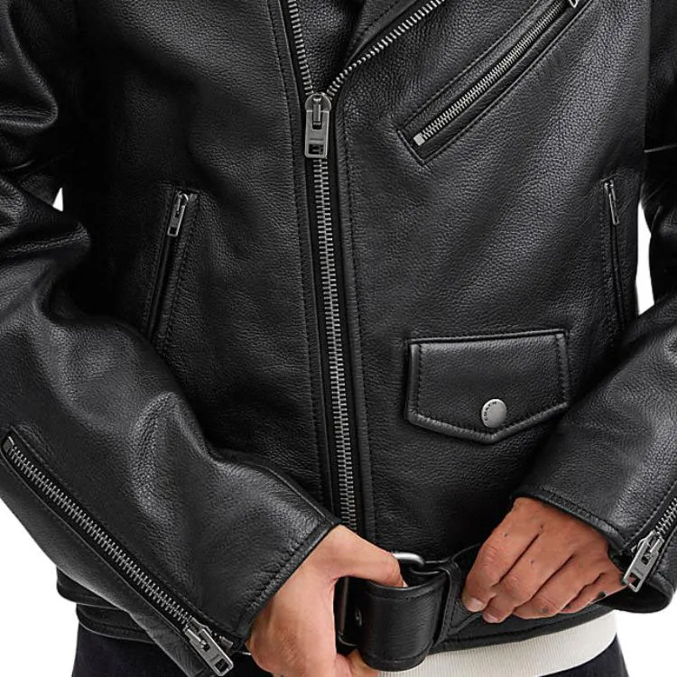 COACH SS24 Leather Jacket Men's Black-3