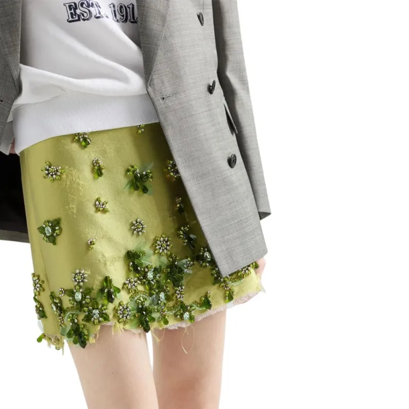 PRADA Casual Short Skirts Women's Fern Green-3