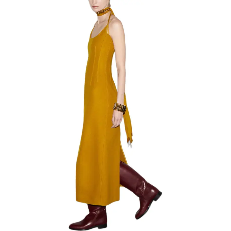 GUCCI Slip Dress Women's Yellow-4