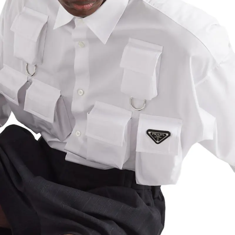 PRADA Multiple-pocket Cotton Shirt-4