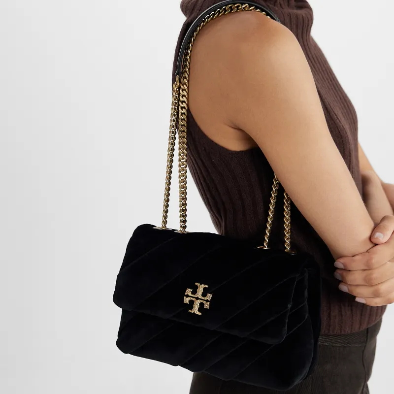 TORY BURCH Kira Cotton Crossbody Bag, Shoulder Bag Small Size Women's Black-4