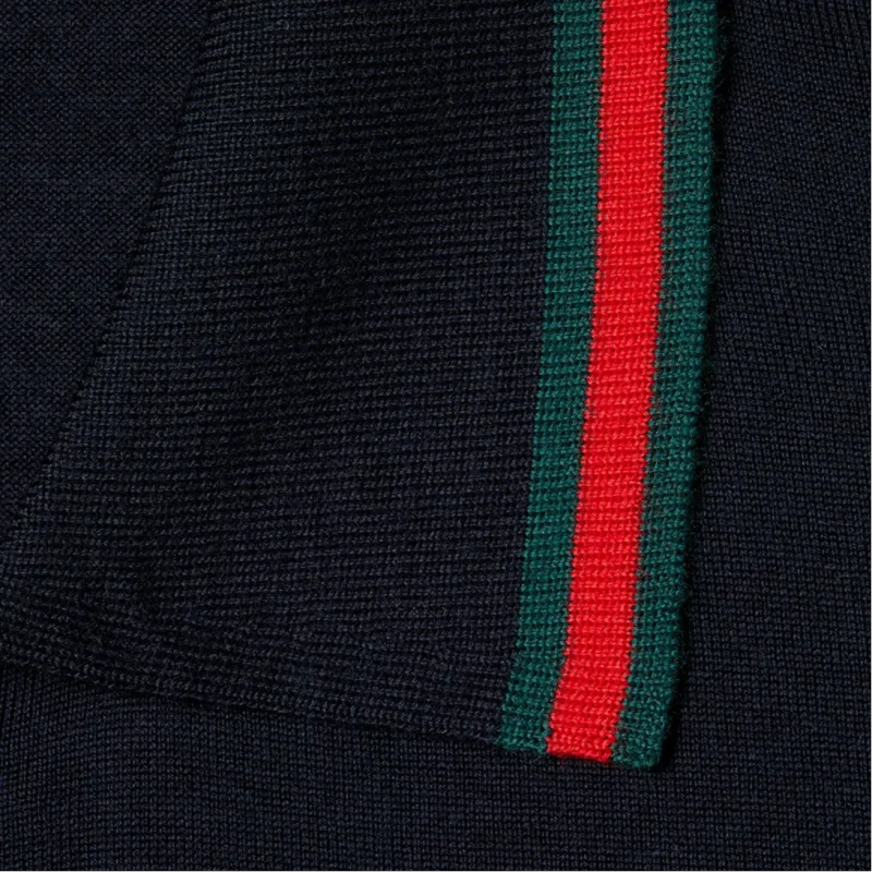 GUCCI Web Detailed Knit Polo Shirt-3