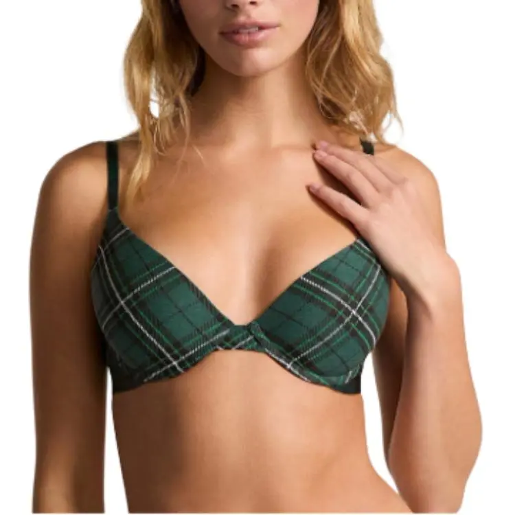 Victoria's Secret PINK WEAR EVERYWHERE Bra Women's Green Plaid-1