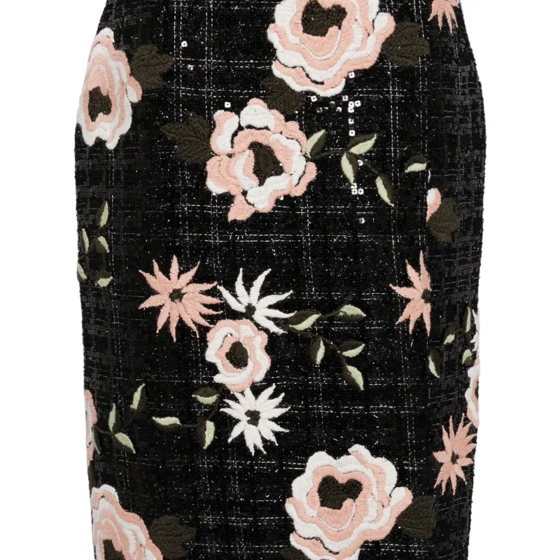 ELIE SAAB Embroidered Tweed Skirt-2