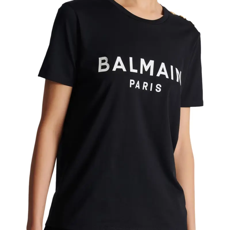 BALMAIN Logo Printed Crewneck T Shirt-5