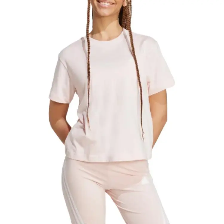 Adidas Women's Essentials Small Logo T Shirt Sandy Pink-1