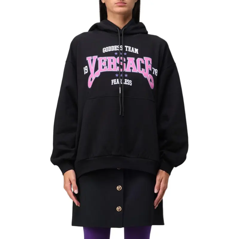VERSACE Logo Printed Drawstring Hoodie-1