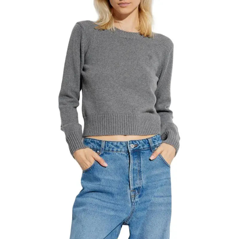 AMIPARIS Paris Ami De Coeur Logo Embroidered Knit Cropped Jumper-3