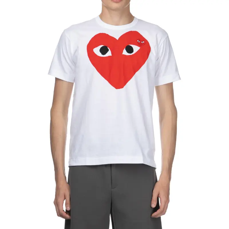 CDG Play T Shirts Unisex White-1