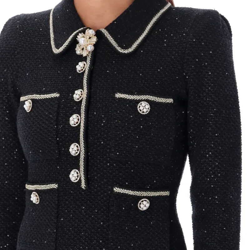 Self portrait Long Sleeved Dresses Women's Black-5