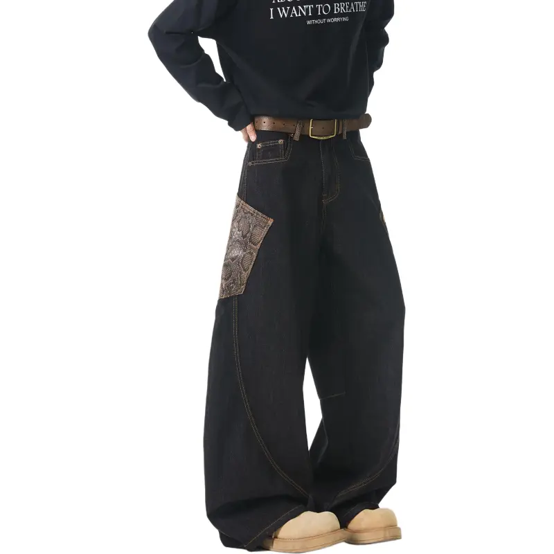HOKLV Jeans Unisex Black-1