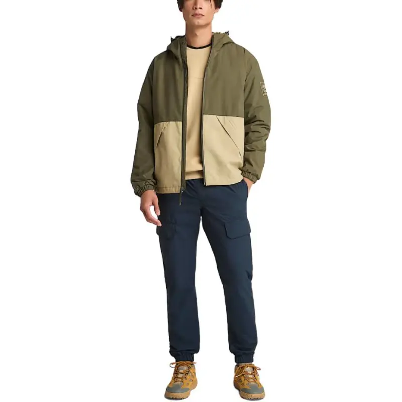 Timberland Water-Resistant Windproof Breathable Windbreaker Jacket Men's Army Green/Grass Yellow-2