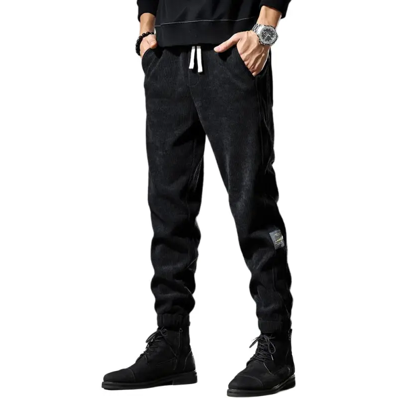 Devanro Casual Pants Men's Black-3