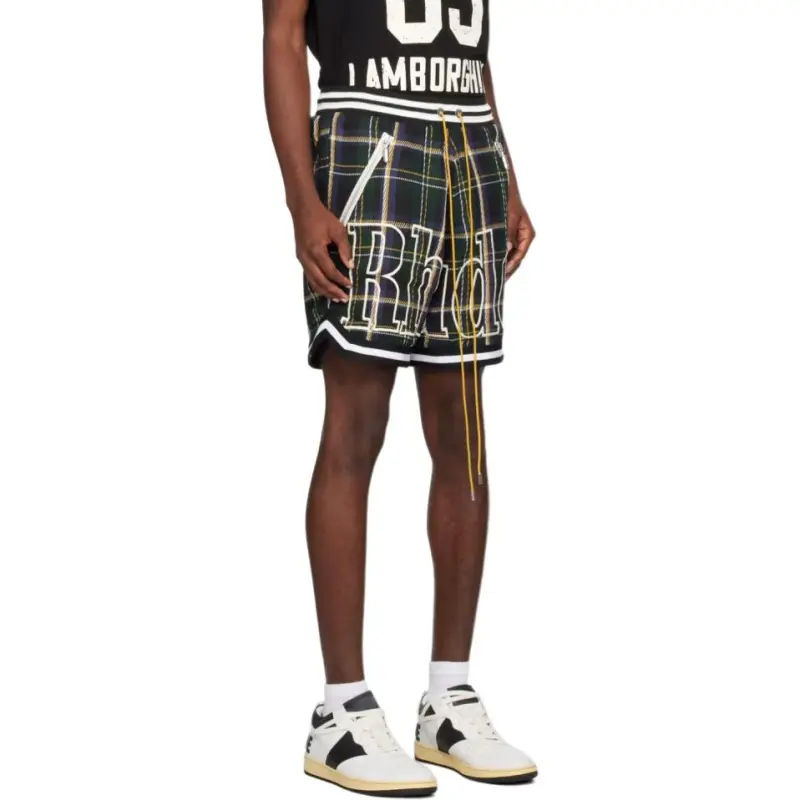 RHUDE Flannel Court Logo Short-3