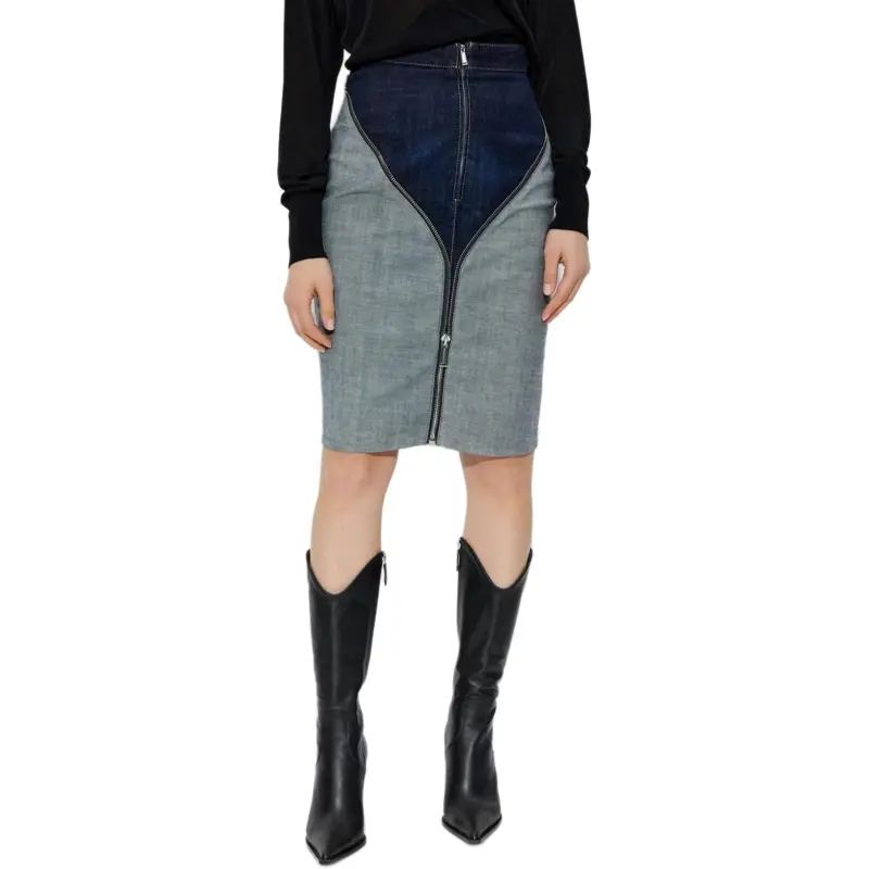 DSQUARED 2 Urban Wash Upside Midi Denim Skirt-3