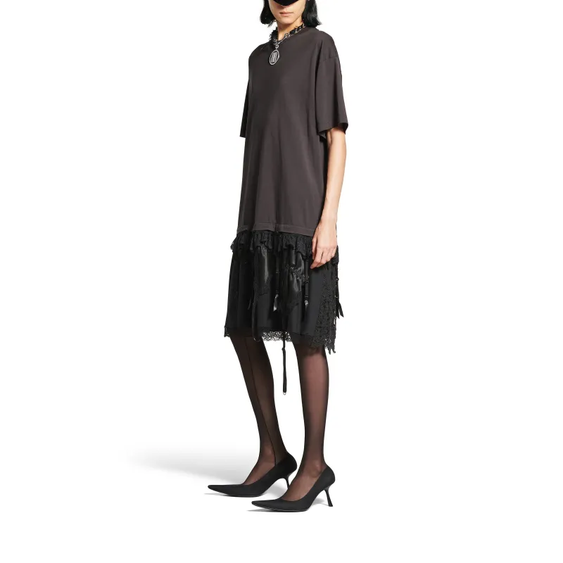 Balenciaga SS25 Short Sleeved Dress Regular Fit Women's Black-4