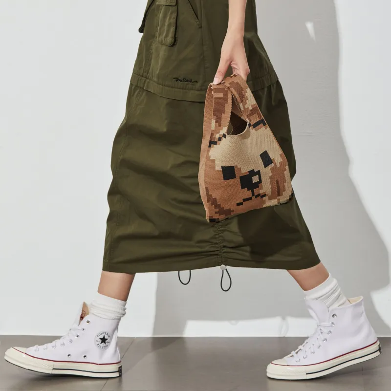 JOYRICH Knitted Fabric Wrist Woven Bag Unisex Brown-4