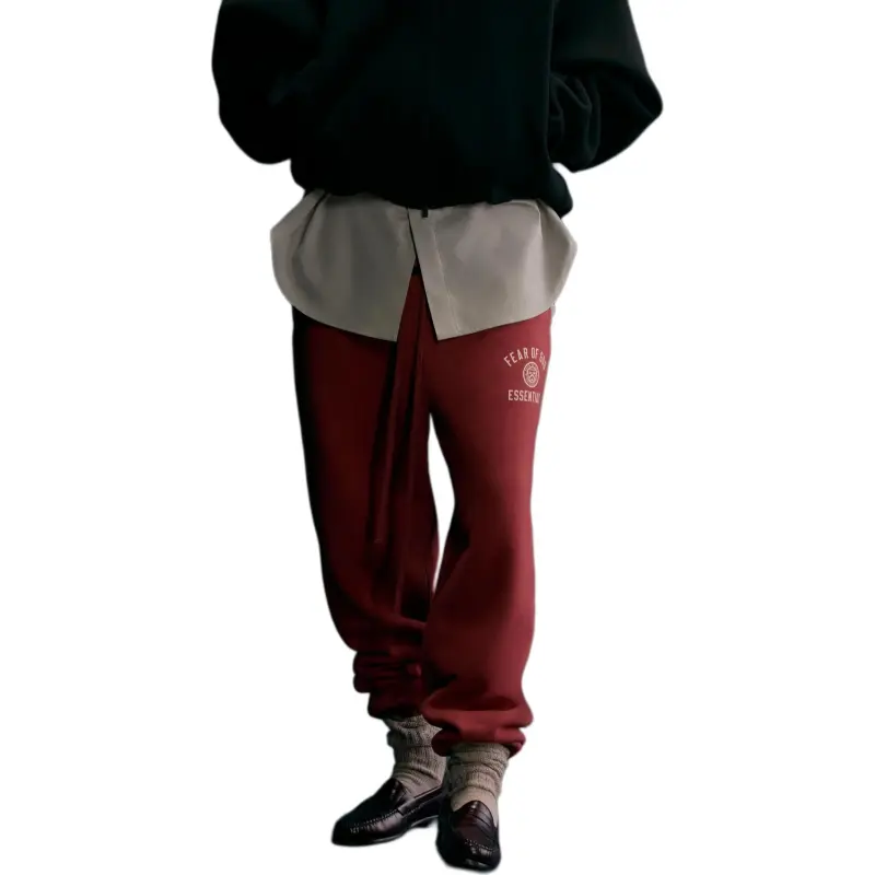 Fear Of God Essentials Logo embroidered 'Crimson' Track Pants-2