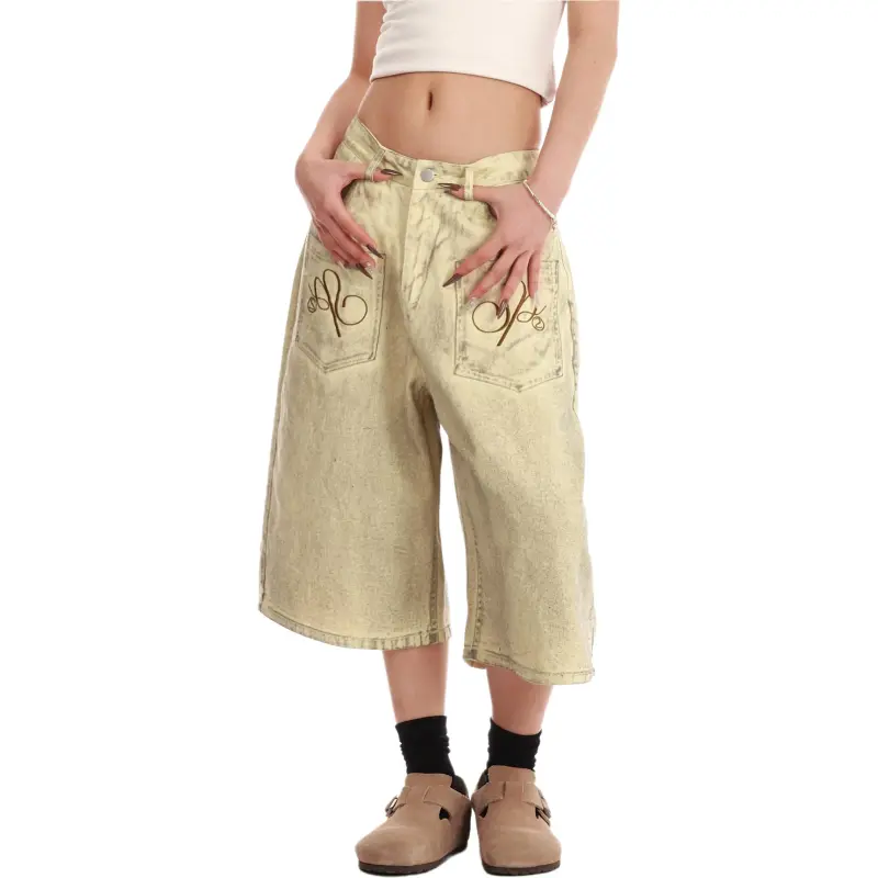 VINMUK Denim Shorts Unisex Apricot-5