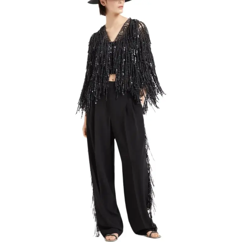 Brunello Cucinelli Waterfall Embroidery Trousers-1