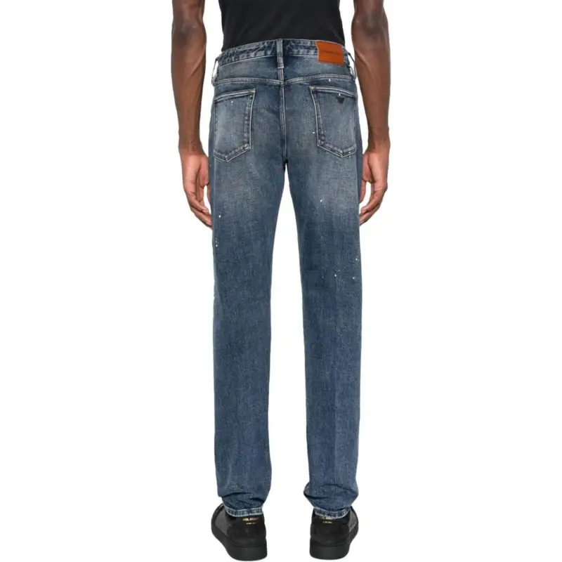 EMPORIO ARMANI Logo patch Cotton blend Tapered Jeans-7