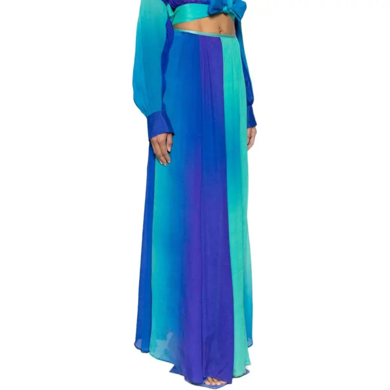 Forte Forte Colour block Pleated Silk Maxi Skirt-3