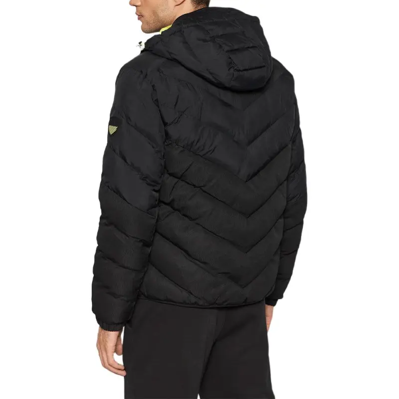 EMPORIO ARMANI FW21 Solid Color Hooded Puffer Jacket Men's Black-4