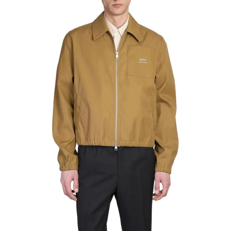 AMIPARIS Paris Logo Lettering Zip Up Bomber Jacket-1