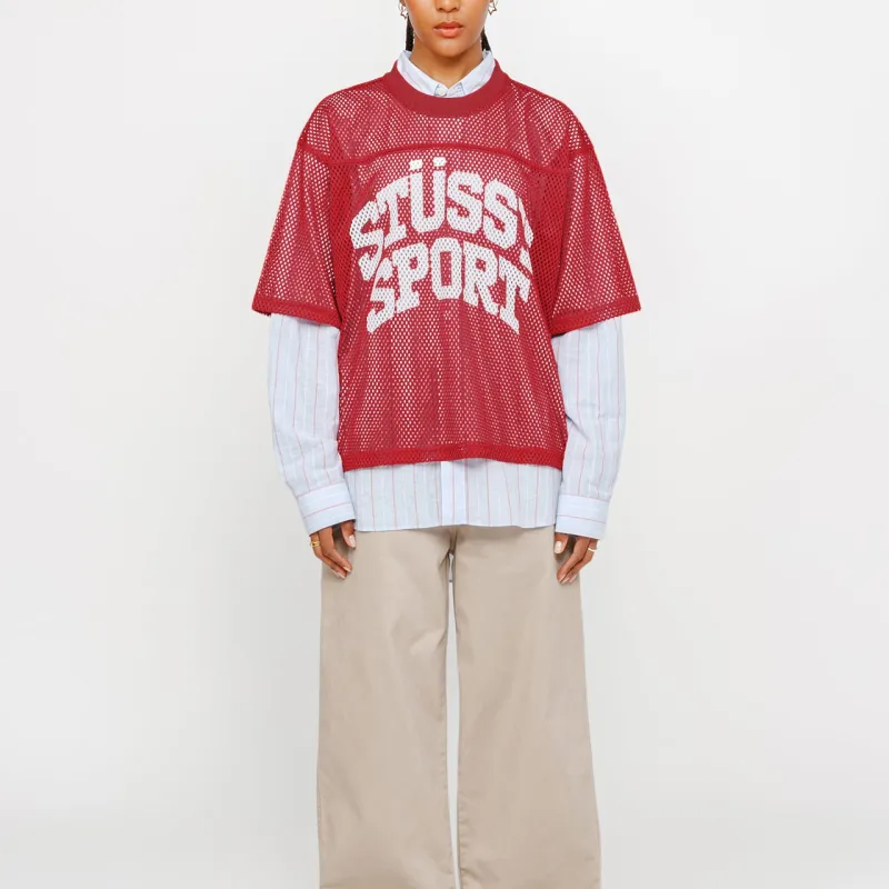 Stussy SS24 Sport Jersey Red L - POIZON