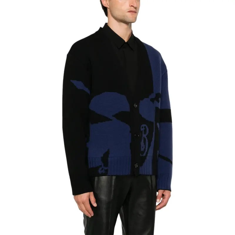 Burberry Ekd Intarsia Knit Buttoned Cardigan-4