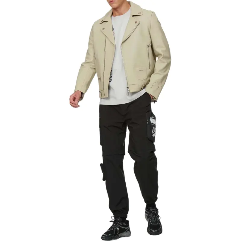 EVISU Leather Jackets Men Beige-2