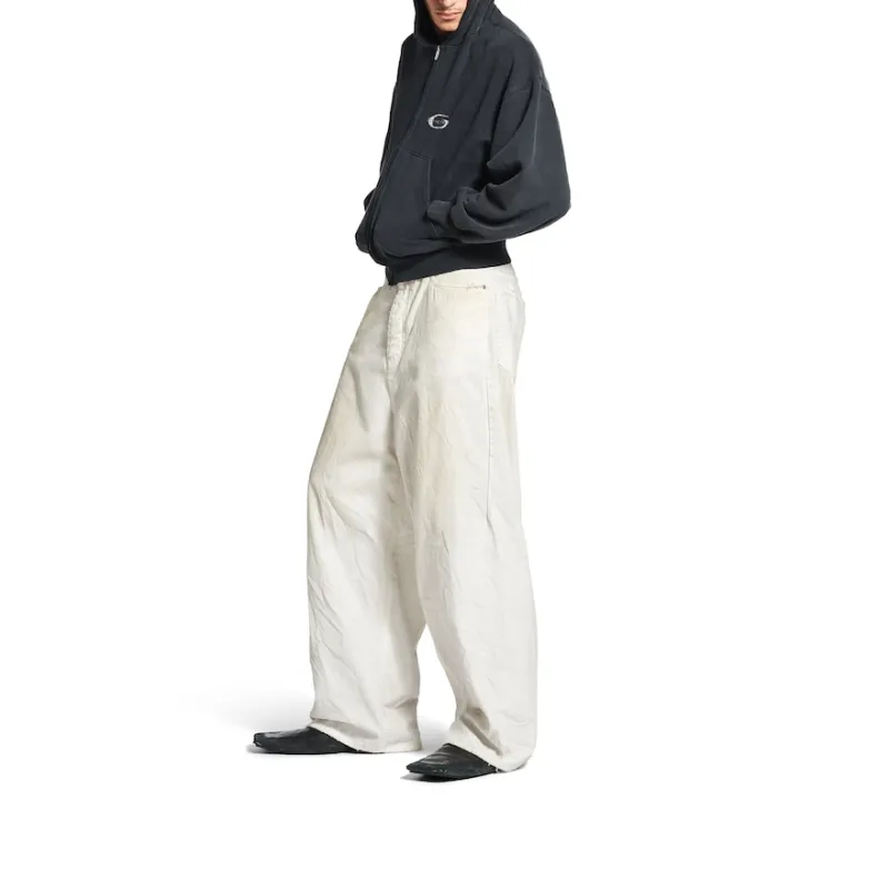 Balenciaga Casual Pants Loose Fit Men's White-4