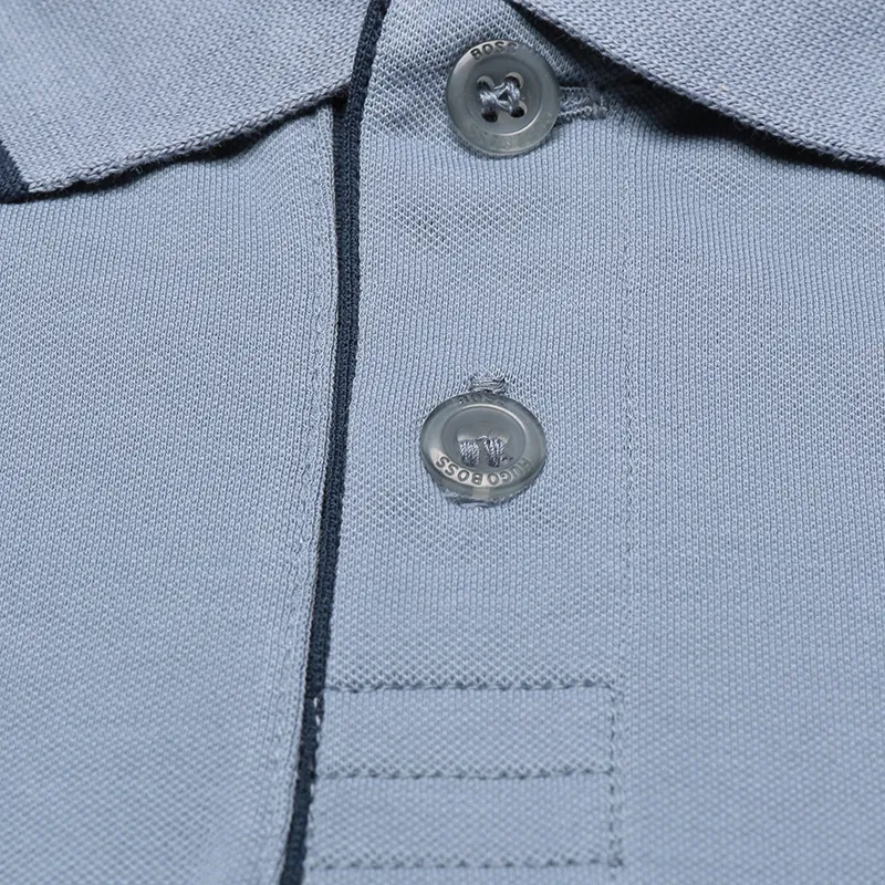HUGO BOSS Short Sleeved Polo Shirt Men's Gray Blue-2