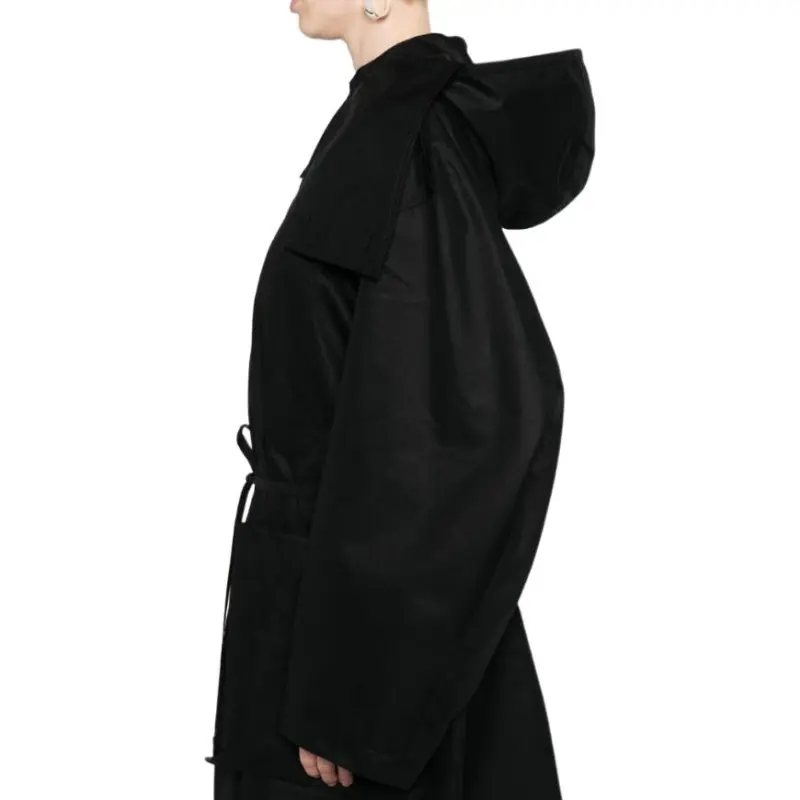 Lemaire Light Asymmetrical Coat 'Black'-4