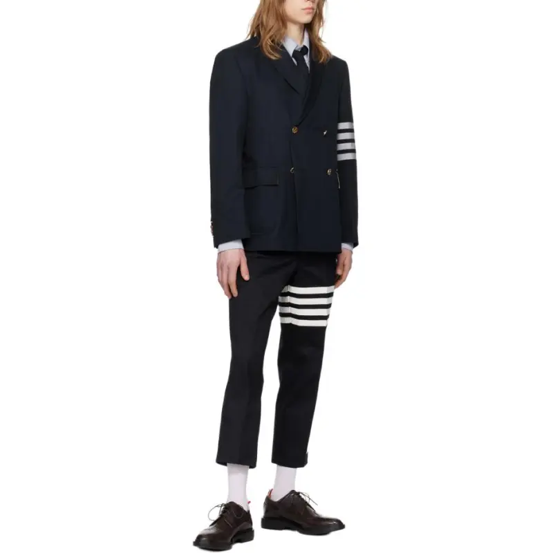 THOM BROWNE 4 Bar Striped Double Breasted Blazer-2