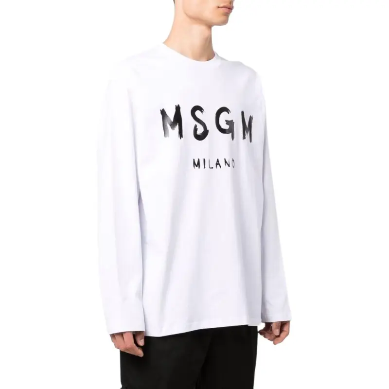 MSGM Logo print Long sleeved T shirt-3