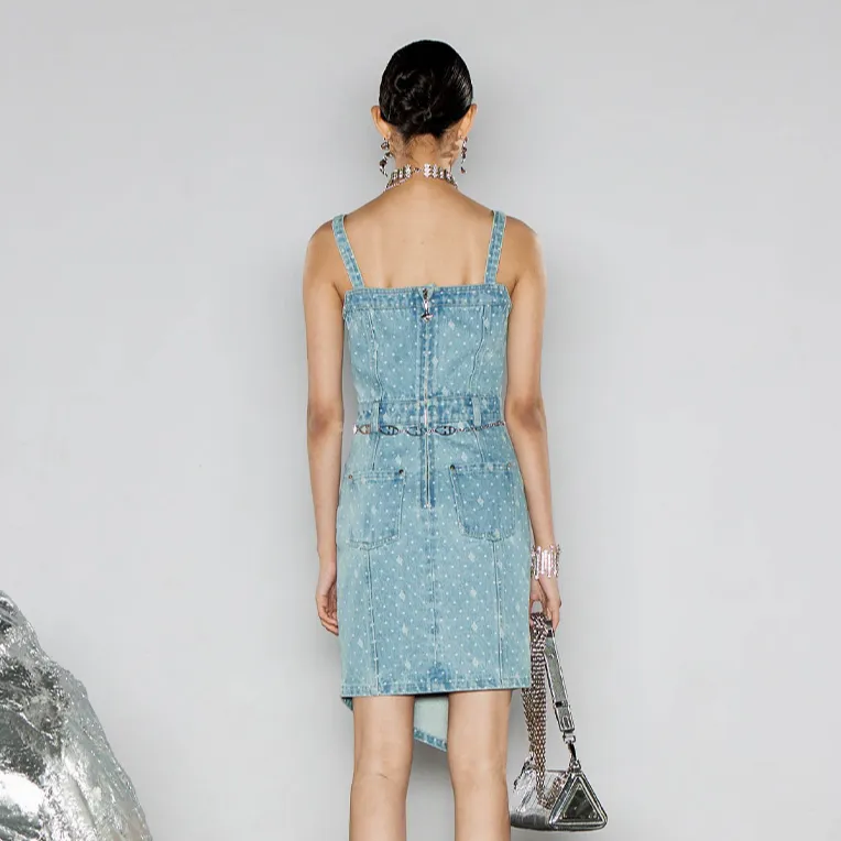GIMING Slip Dresses Women's Blue-2