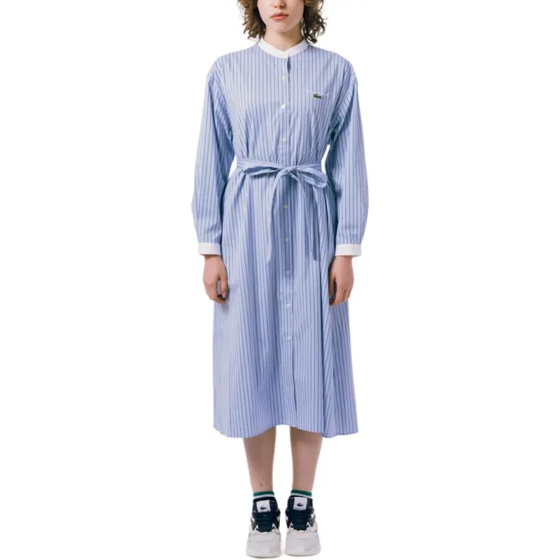 LACOSTE Long Sleeved Dress Women's Light Blue-2