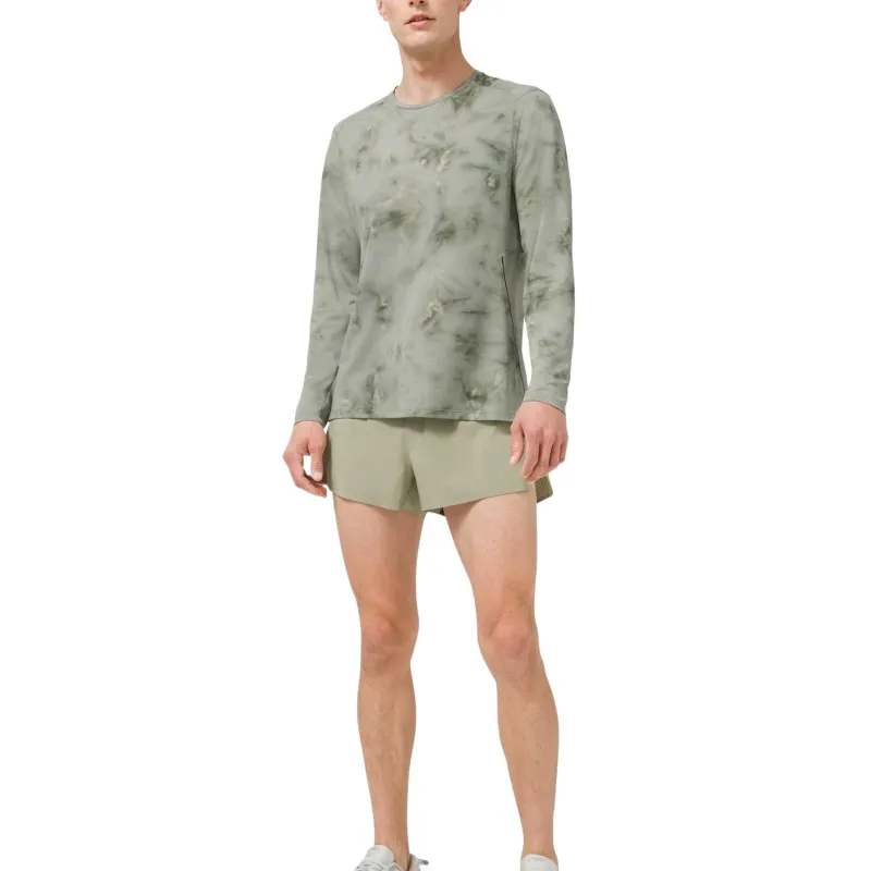Lululemon Fast And Free T-Shirt Men Trendy White Smoke Spruce Green-2