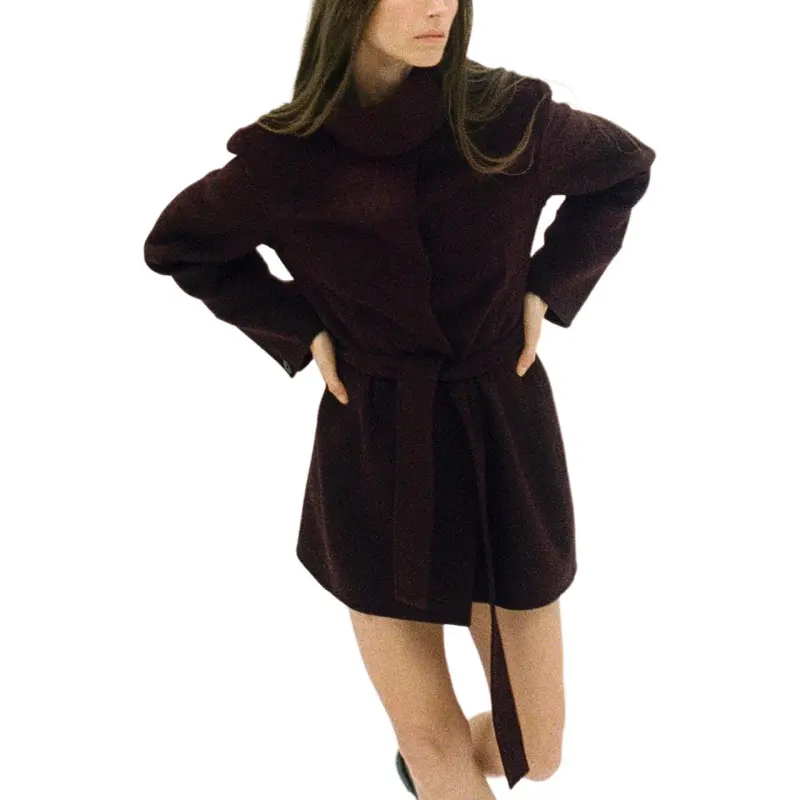ZARA ZW Series Coats Women's Bordeaux-3