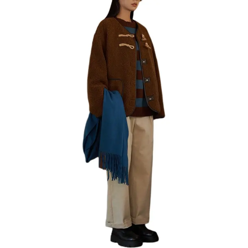 Omont Velvet feel Coat Women's Caramel Brown-1